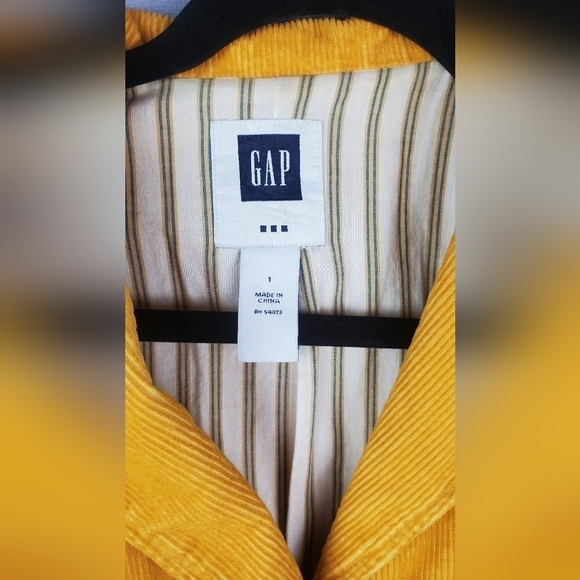 Gap BLAZER Women 1 MUSTARD YELLOW GOLD Corduroy LINED 3-Button ACADEMIA Preppy - Picture 7 of 11